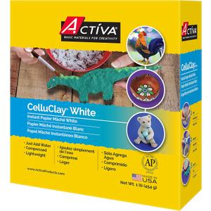Activa CelluClay Instant Paper Mâché, White, 1lb (450g) | Super Fine Sculpting & Texturing Material for Arts & Crafts