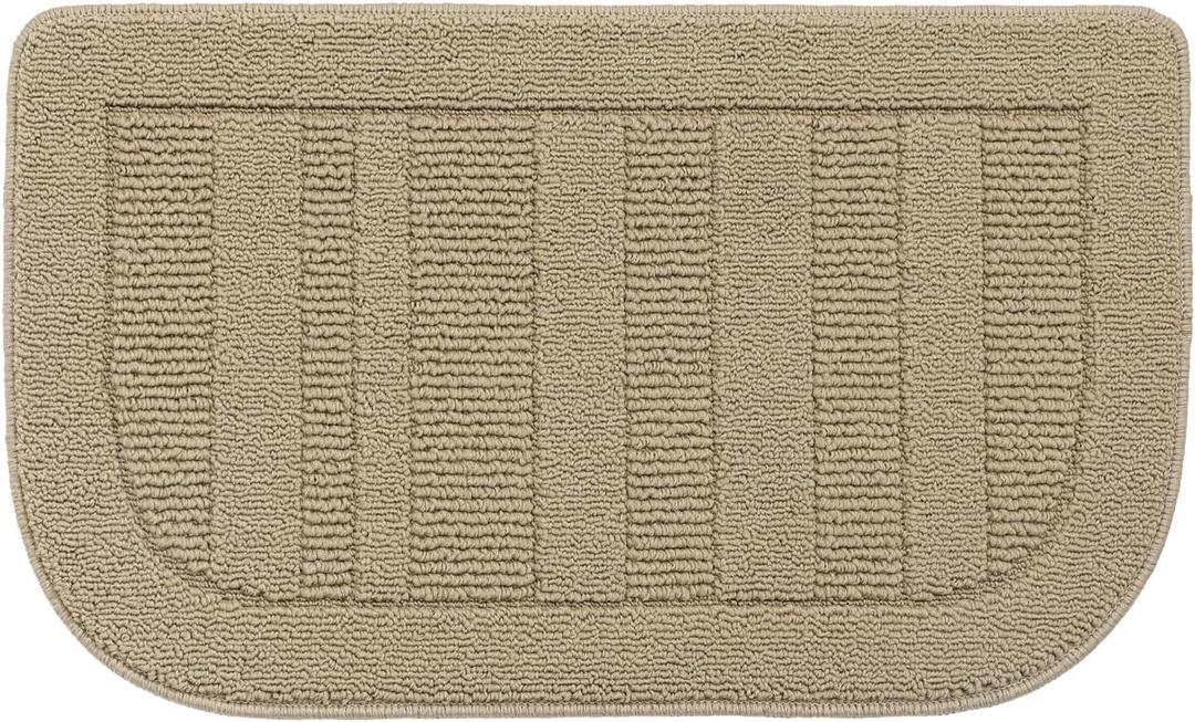 BEQHAUSE 30x18 Inch Kitchen Rug Mat, Durable Anti-Slip Absorbent Dirt-Resistant Kitchen Rug Pet Mat Machine Washable (Beige) (1'6" x 2'6" (Semicircular))