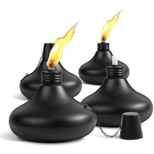 SNOGSWOG Upgraded Tabletop Torches Set of 4, 24oz Citronella Candles for Outdoor, Metal Table Top Torches for Outside, Refillable Torch Lanterns for Patio, Yard, Deck, Garden, Party