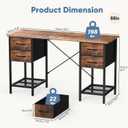 Sweetcrispy Computer Desk with Drawers, 55 Inch Home Office Bedroom Table with 4 Fabric Drawers & 2 Mesh Storage Shelves, Wood Table with X-Shaped Structure for Writing Study PC Desk, Brown