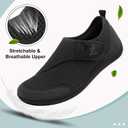 LeIsfIt Mens Wide Diabetic Shoes Adjustable Barefoot Walking Shoes Breathable Zero Drop Sneakers for Wide Width Arthritis Edema Feet (Black), 46