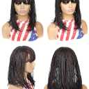 Box Braid Wig Synthetic Short Bob Wig Box Braided Wig with Bangs Cornrow Braided Wigs for Black Women 10 inches (12 inches, 1BH99J#)