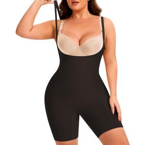 fortix Open Bust Women Shapewear Bodysuit Tummy Control Body shaper Under Dress Faja Thigh Slimmer (Black, XL)