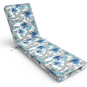 Outdoor Chaise Lounge Cushion for Patio Furniture 72 x 21 x 3 Inch, Water Resistant Patio Lounge Chair Cushion with Straps for Lawn Pool Furniture, 1 Pack, Clemens Noir Blue