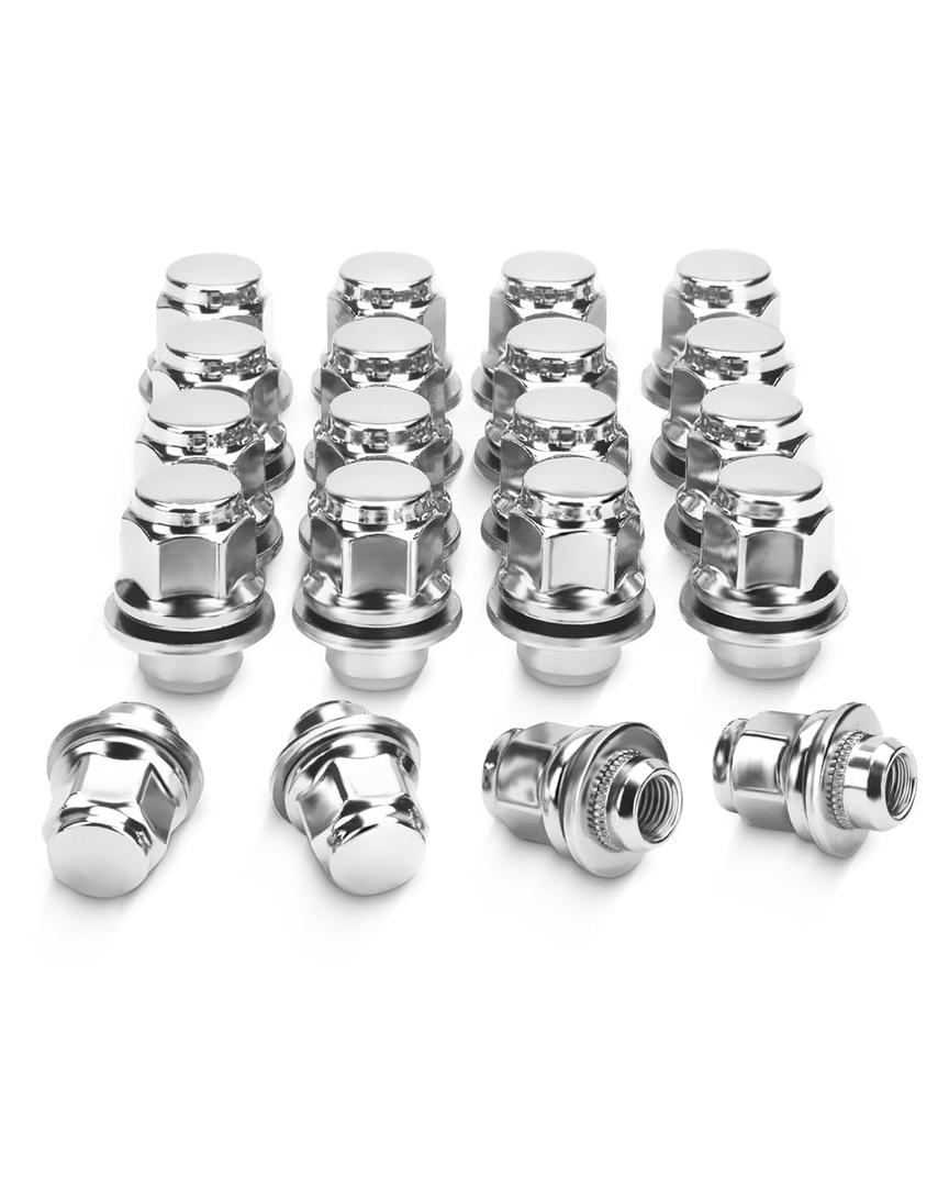 12x1.5 Lug Nuts Set for Toyota Camry Corolla, 12x1.5mm Chrome Closed End Mag Seat Wheel Lug Nut with Washer 13/ 16" (21mm) Hex for Lexus CT200h GS300, 20PCS OEM Style One-Piece Compatible Factory Wheels