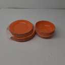 Rustic Melamine Dinnerware Sets, Farmhouse Dishes Set for 4, Lightweight 12 Piece Kitchen Plates and Bowls Set for Indoor and Outdoor Use, Dishwasher Safe, Orange