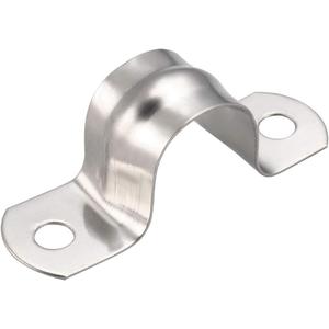 uxcell 20mm(0.8") Rigid Pipe Strap, 2 Holes 304 Stainless Steel Tension Tube Clip Clamp 20pcs