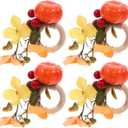 Pumpkin Napkin Rings Set of 4 Fall Table Decor for Thanksgiving Halloween Seasonal Dining Party Centerpiece 3.93X2.55X1.57 Inches