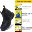 Men's Work Boots Steel Toe Soft Toe Waterproof Slip On Anti-Puncture Slip Resistant Safety Working Boots (11.5 Wide)
