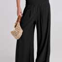 ANRABESS Women Linen Palazzo Pants Summer Boho Wide Leg High Waist Casual Lounge Pant 2026 Beach Travel Vacation Outfits (Small, Black)