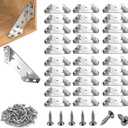 30 Pack Stainless Steel Furniture Corner Connector, Corner Brackets for Furniture Wood,Trapeziform Corner Brace with 140pcs Screws for Cabinets, Tables, Chairs, Drawers, Cupboards