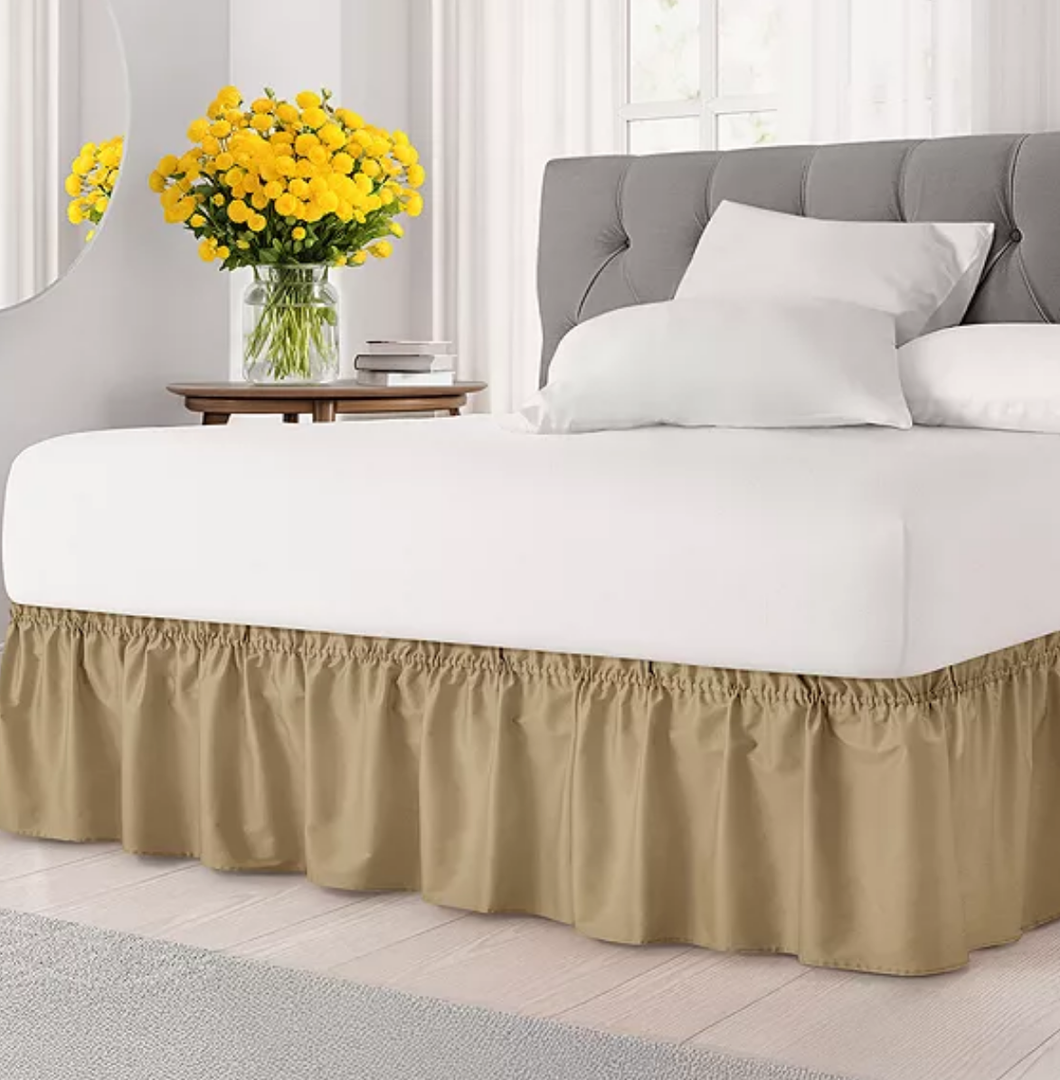 CGK Unlimited Linen Twin Bed Linen Brown  Bed Skirt 