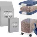 IRIS USA Dog Food Storage Container, 30 lbs & 11 lbs Combo, Cat Food Storage Container, Dog Treat Container, Airtight, Stackable, 2-Cup Scoop, Wheels, Easy Mobility, Navy