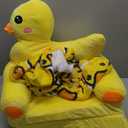 Duck Kids Couch Fold Out 2-in-1 Toddler Sofa Fold Out with Blanket, Soft Toddler Chair Comfy for Boys Girls Baby, Convertible Sofa to Lounger for Napping Reading Playing Christmas, Yellow