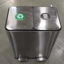 GarveeHome 2 x 8 Gallon Stainless Steel Double Trash Can with Lid for Kitchen, Large Dual Trash and Recycle Bin Combo, Step-on Kitchen Metal Garbage Cans, PP Inner Buckets, Liner Rim, Silver