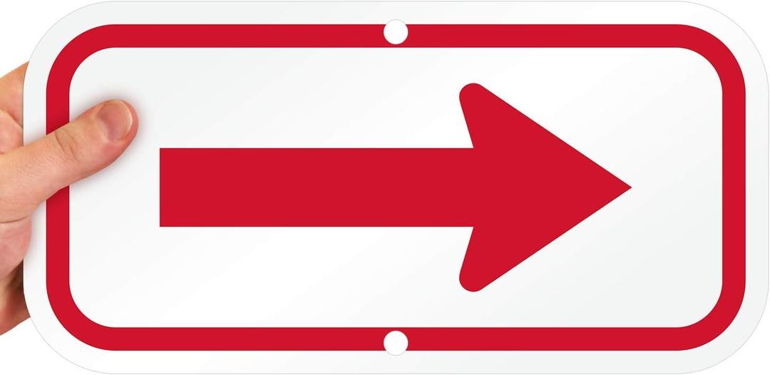 SmartSign Right Arrow (Red) Sign | 6" x 12" 3M Engineer Grade Reflective Aluminum, Made in USA
