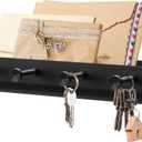 Key Holder Wall Mount, Black Metal Key Rack with Tray Narrow Key Holder with Shelf Key Organizer Wall Key Hanger with 6 Key Hooks for Entryway Doorway Hallway Camper Large