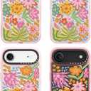for iPhone Air Case Cute - Durable Shockproof 6.6 ft Drop Impact Phone Case - Funny Passion Flower Design (6.5") Glitter Pink