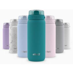 Ello Cooper 18oz Kids Stainless Steel Water Bottle with Straw and Carry Handle, Double Walled and Vacuum Insulated Metal, Leak Proof Locking Lid with Soft Silicone Spout, Reusable, BPA Free, Antigua