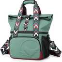 SUNNY BIRD Dual Compartment Lunch Bag Insulated Lunch Box for Women and Men (Green with boho strap)