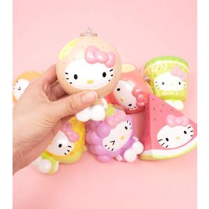 Sanrio Hello Kitty Fruit and Veggie Slow Rising Cute Squishy Toy Keychain Birthday Gifts, Party Favors, Stress Balls for Kids, Boys, Girls - Mango