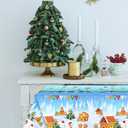 Fancy Land Christmas Tablecloths 3 Pack Gingerbread House Table Cover Snow Disposable Tablecloths Christmas Party Decoration
