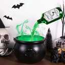 JOICEE Halloween Decorations Indoor, Magic Floating Potion Bottles with Mist Maker Halloween Witches Cauldron DIY Black Floating Potion Bowl set for Halloween Party Decorations Home Mantel Table Decor