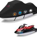 Comnova Jet Ski Cover 115-120 Inch - 600D Waterproof Trailerable Jetski Covers - Heavy Duty PWC Cover Fits Seadoo, Yamaha 2-3 Seater Personal Watercraft, All-Season Protection