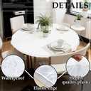 Boao 6 Pcs 72 Inch Round Plastic Fitted Tablecloth with Elastic Edge Design Waterproof Table Cover Plastic Tablecloth Protector for Table(White)