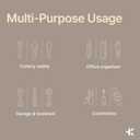 Gray Expandable Utensil Drawer Organizer 2 Pack, Adjustable 13 to 22.4, 5 Compartment Silverware Organizer for Kitchen Utensils, Spatulas, Cutlery, and Tools, Easy to Clean, Durable, and BPA-Free