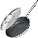 Frying Pan Non Stick 12 Inch with Stainless Steel Lid, Hybrid Non Stick Stainless Steel Skillet Frying Pan, Dishwasher and Oven-Safe Chef Pan, Induction Compatible Cooking Pan, PFOA Free Cookware