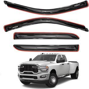 AUXKO in-Channel Rain Guards for Dodge Ram 2500 3500 Crew Cab 2019-2026, Window Vent Visors Accessories Rain Guard Window Visors, Easy Install Side Window Wind Deflectors & Visors for Truck Black