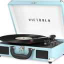 Victrola Journey Bluetooth Portable Suitcase Record Player with Built-in Speakers, 3 Speed Vinyl Record Player, RCA Out, Headphone Jack (Turquoise)