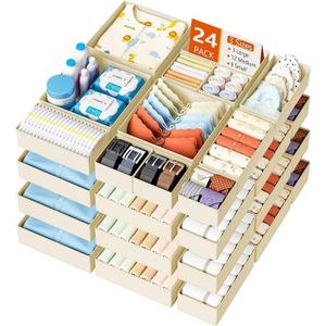 DIMJ Drawer Organizer Clothes Storage - 24 Pack Baby Dresser Organizer for Nursery, Small Fabric Closet Drawer Organizer Bins for Underwears Socks, Foldable Storage Dividers Organization for Bedroom