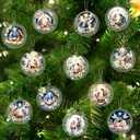 12 Pcs 3 Inch Christmas Nativity Scene Ornaments Christian Christmas Ornament Religious Jesus Ornament Floral Style Acrylic Double Sided Hanging Decor for Xmas Tree Gift(Romantic Design)