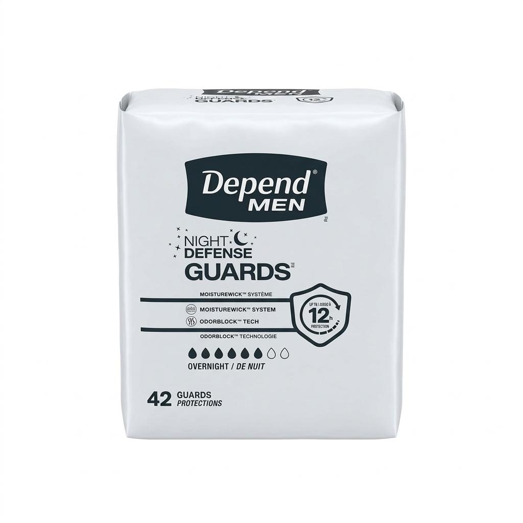 Depend Guards Incontinence Pads for Men, Overnight Absorbency, 42 Count