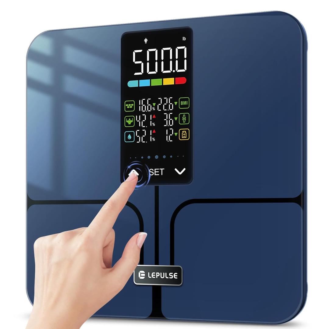 Lepulse Body Fat Scale No APP, 500lb Smart Scale for Body Weight BMI Body Fat Muscle Mass with 5.44" Large Display, Most Accurate Weight Scale, Bathroom Digital Scale with 8 Body Composition Analysis
