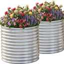 AHEONLAR 2 Pack 3x3x3ft Round Galvanized Raised Garden Bed Outdoor Metal Planter Bed Box for Vegetables Gardening