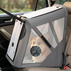 Portable Dog Crate for Car Travel, 29.5"L×22"W×29.5"H Collapsible Dog Crate