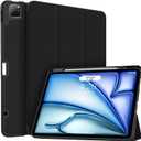 Soke Case for iPad Air 13 Inch M3/M2(2025/2024) & iPad Pro 12.9 Inch 6th/5th (2022/2021) with Pencil Holder - [Full Body Protection + Auto Wake/Sleep],Soft TPU Back Cover, Black