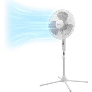 Comfort Zone Stand Fan, 16 inch Pedestal Fan for Bedroom, 3 Speed Floor Fan, 90 Degree Oscillation, Adjustable Height, Adjustable Tilt, Oscillating Air Circulator, Quiet Fan for Home or Office, White