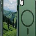 SUPFINE Magnetic for iPhone XR Phone Case(Compatible with MagSafe)(Military Grade Drop Protection) Slim Translucent Matte Shockproof with Anti-Fingerprint Phone Case,Forest Green