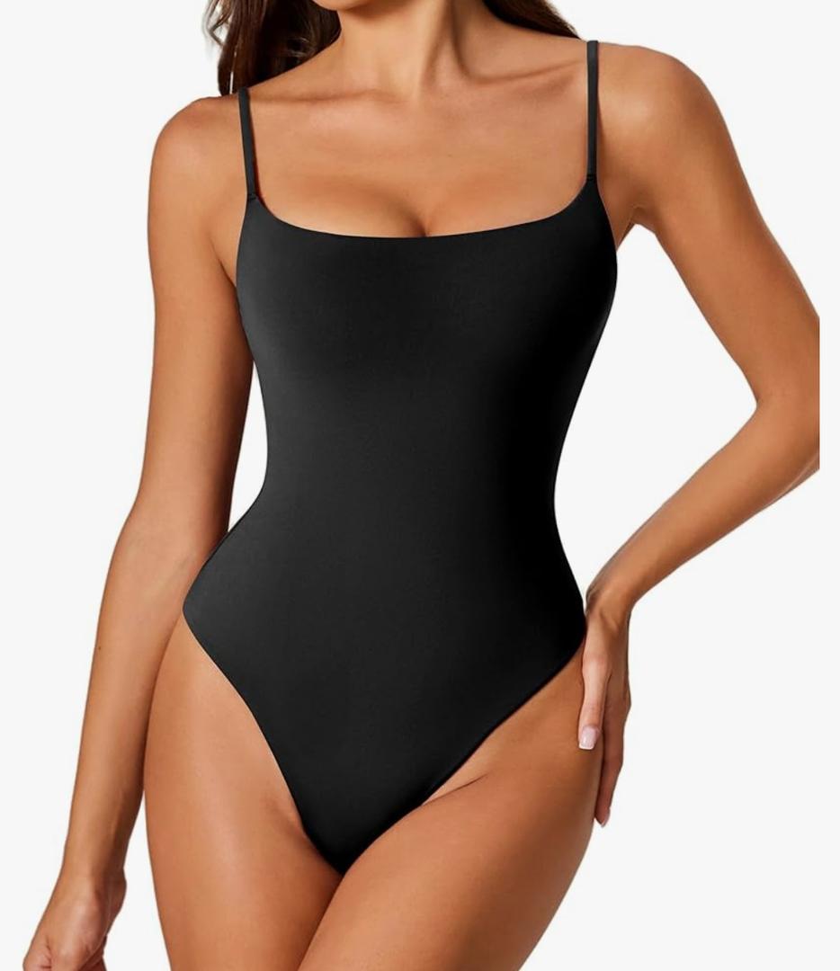 Avidlove Tank Top Bodysuit for Women Square Neck Double Lined Body Suits One Piece Thong Basic Summer Cami Tops. M