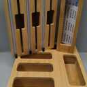 9 IN 1 Bamboo Foil and Plastic Wrap Organizer for Kitchen Drawer, Plastic Bag Organizer Organization and Storage, Food Storage Bag Organizer with Labels for Quart Gallon Snack Sandwich Bag (Natural)