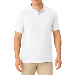 French Toast Boys' Short Sleeve Pique Polo Uniform Shirt (Standard & Husky) (18-20, White)