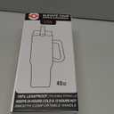 40 oz Tumbler with Handle and Foldable Straw Lid - Leakproof Insulated Stainless Steel Water Bottle - Hot & Cold Beverage Travel Mug - Reusable Iced Coffee Cup - Cupholder Friendly - Gift (Blue)