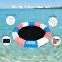 Inflatable Water Trampoline for Lake, 8FT Floating Lake Trampoline for Adults, Heavy Duty Water Swim Platform for Lake Ocean with Ladder & Ropes (No Pump)
