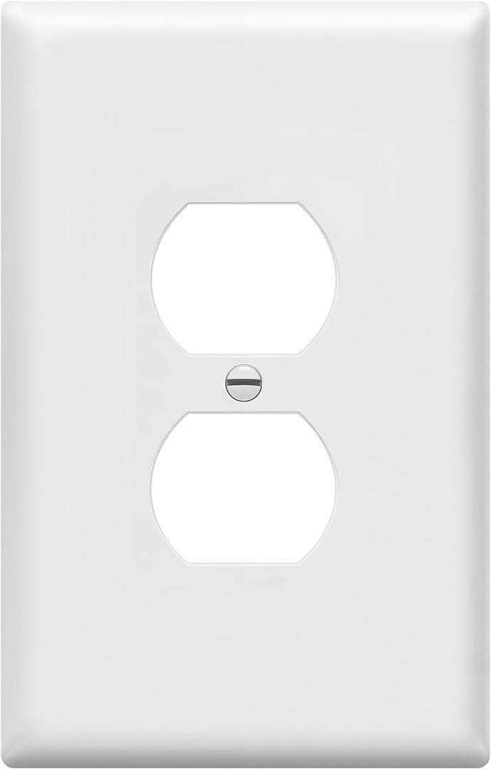 ENERLITES Duplex Receptacle Outlet Wall Plate, Jumbo Outlet Covers, Gloss Finish, Oversized 1-Gang 5.5" x 3.5", Polycarbonate Thermoplastic, 8821O-W, White