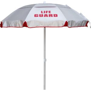 Kemp USA Lifeguard Solar Umbrella Silver 45 Degree Tilt Portable Outdoor Patio Beach Pool Umbrella with Carry Case for Lifeguard Chairs UV Sun Shade Canopy for Professional Use