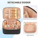 OCHEAL Makeup Bag, Portable Cosmetic Bag, Large Capacity Travel Makeup Case Organizer, Black For Women Toiletry Bag for Girls Traveling With Handle and Divider